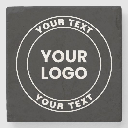 Your Uploaded Logo + Bold Circular Text Steinuntersetzer (Vorderseite)
