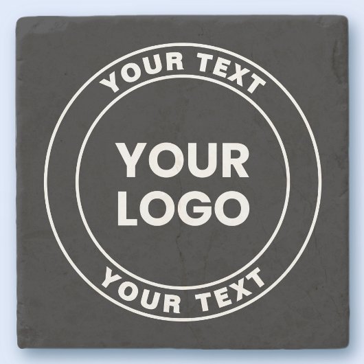 Your Uploaded Logo + Bold Circular Text  Steinuntersetzer