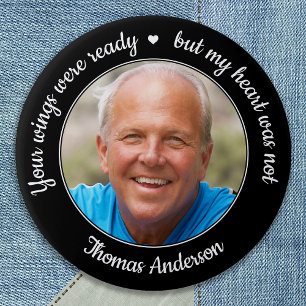 Your Wings Were Ready Modern Photo Memorial Button
