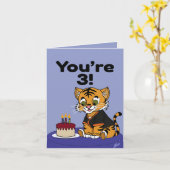 You're 3 Tiger Cub Happy Birthday Card Karte (Gelbe Blume)