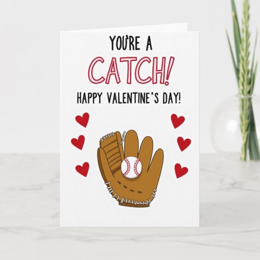 Youre A Catch Baseball Valentines Card Karte (Vorderseite)