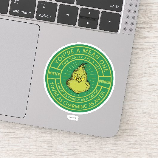 You're a Mean One Mister Grinch Badge Aufkleber (Detail)