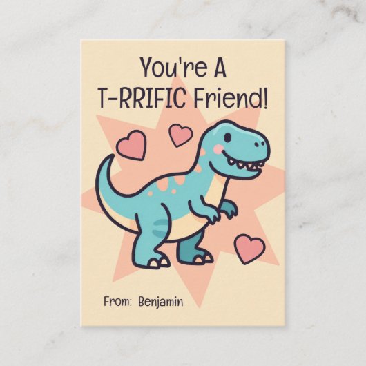 You're A T-RRIFIC Friend Kids Valentine's Mitteilungskarte (Vorderseite)