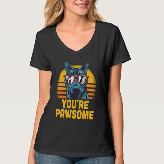 You're Awesome Cat Pun Cat Mom Kitten Dad Birthday T-Shirt (Vorderseite)
