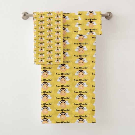 Youre Beautiful Yellow Bee Badhandtuch Set (Insitu)