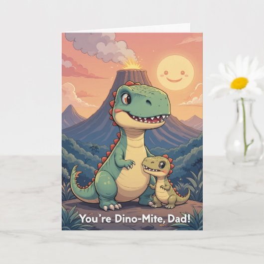 Youre Dino Mite Vater Niedlich Dinosaur Sunset Vat Karte (Kleine Pflanze)