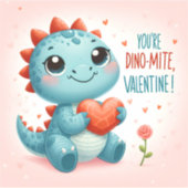 Youre Dinomite Valentine Niedlich Dinosaurier Lieb Aufkleber (Vorderseite)