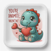 Youre Dinomite Valentine Niedlich Dinosaurier Lieb Pappteller (Vorderseite)