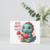 Youre Dinomite Valentine Niedlich Dinosaurier Lieb Postkarte (Stehend Vorderseite)