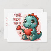 Youre Dinomite Valentine Niedlich Dinosaurier Lieb Postkarte (Vorne/Hinten)