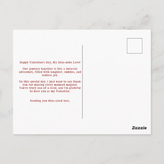 Youre Dinomite Valentine Niedlich Dinosaurier Lieb Postkarte (Rückseite)