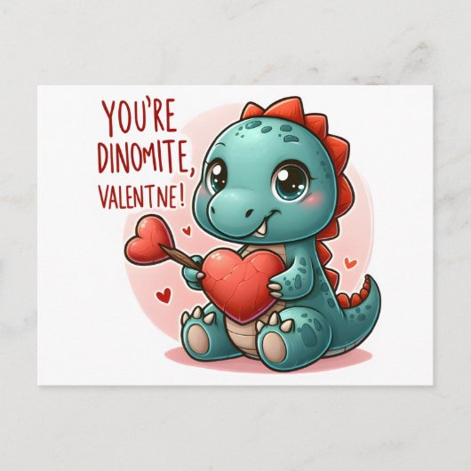 Youre Dinomite Valentine Niedlich Dinosaurier Lieb Postkarte (Vorderseite)