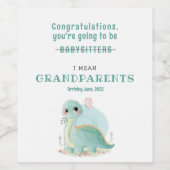 You're Going To Be Grandparents Baby Dinosaur   Weinetikett (Einzelnes Label)