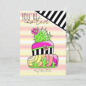 "You're Invited" Neon Cactus Invitation Einladung (Stehend Vorderseite)