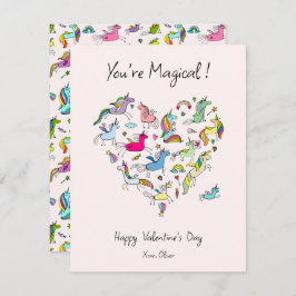 You're Magical, Cute Unicorn Kids Valentine's Day Mitteilungskarte