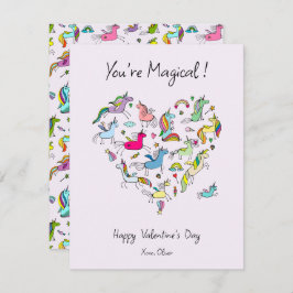You're Magical, Cute Unicorn Kids Valentine's Day Mitteilungskarte