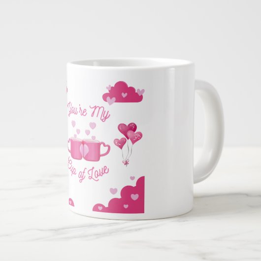 You're My Cup of Love – Romantic Gift Art Print Jumbo-Tasse (Vorderseite Rechts)