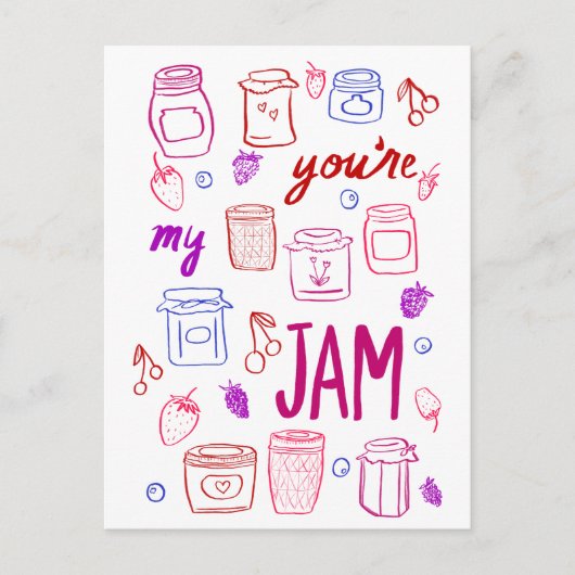 YOURE MY JAM Niedlich Jars Illustration Valentine  Postkarte (Vorderseite)