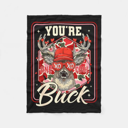 You're One Cool Buck Camouflage Valentine's Day Hu Fleecedecke (Vorderseite)