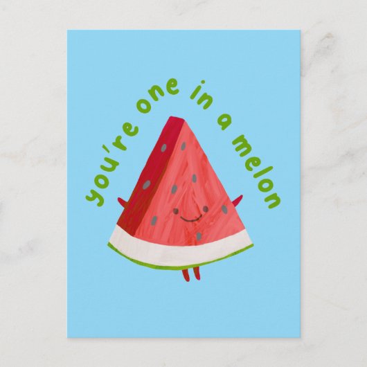Your'e One in a Melon Cute Funny Watermelon Pun  Postkarte (Vorderseite)