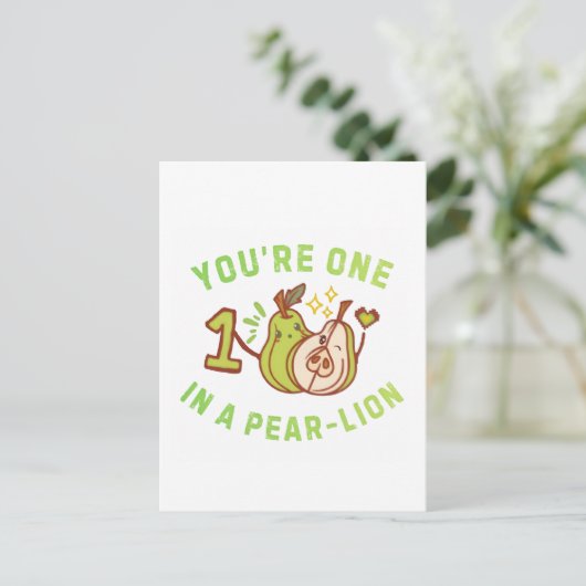 You're One In A Pear-Lion Pear Pun Postkarte (Stehend Vorderseite)