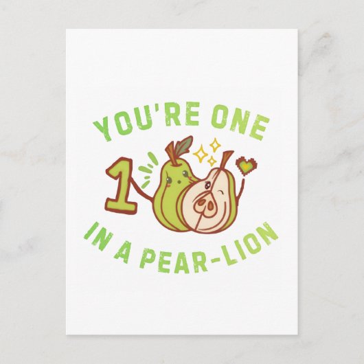 You're One In A Pear-Lion Pear Pun Postkarte (Vorderseite)