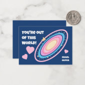 You're Out of This WORLD Kids Valentine's Mitteilungskarte (Vorderseite/Rückseite Beispiel)