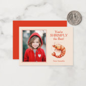 You're SHRIMPLY the Best Kids Valentine's Mitteilungskarte (Vorderseite/Rückseite Beispiel)