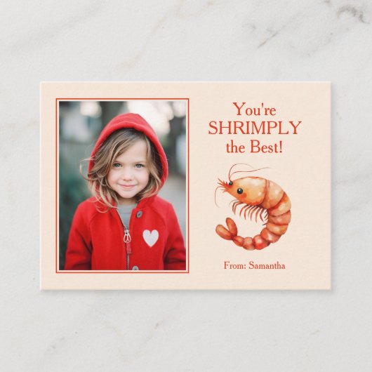 You're SHRIMPLY the Best Kids Valentine's Mitteilungskarte (Vorderseite)