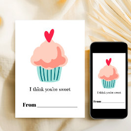 You're sweet pink cupcake Valentine Printable Feiertagskarte