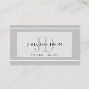 YourJobTitle Monogramm-Initialen-Weiß-Silber Visitenkarte