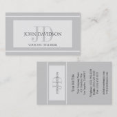 YourJobTitle Monogramm-Initialen-Weiß-Silber Visitenkarte (Vorne/Hinten)