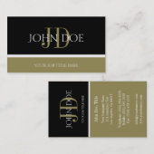 YourJobTitle Monogramm-Schwarzes/Gold Visitenkarte (Vorne/Hinten)