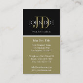 YourJobTitle Monogramm-Schwarzes/Gold Visitenkarte (Rückseite)