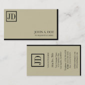 YourJobTitle Square Monogram Tan Black Visitenkarte (Vorne/Hinten)