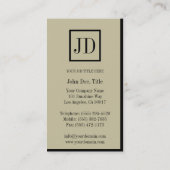 YourJobTitle Square Monogram Tan Black Visitenkarte (Rückseite)