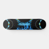 Yourname Blauer Flammenbrand Skateboard (Horizontal)