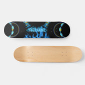 Yourname Blauer Flammenbrand Skateboard (Horizontal)