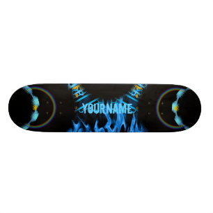 Yourname Blauer Flammenbrand Skateboard