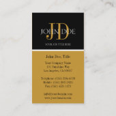 YourProfession Monogramm-schwarzes/gelbes Gold Visitenkarte (Rückseite)