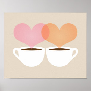 Yours and Mine Coffee Mugs in Love Art Print Poster