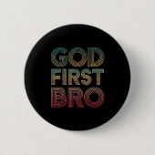 Youth Boy God First Bro Funny Christian God Brothe Button (Vorderseite)