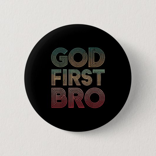 Youth Boy God First Bro Funny Christian God Brothe Button (Vorderseite)