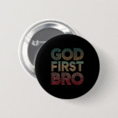 Youth Boy God First Bro Funny Christian God Brothe Button (Vorne & Hinten)