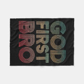 Youth Boy God First Bro Funny Christian God Brothe Fleecedecke (Vorderseite (Horizontal))