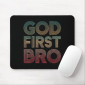 Youth Boy God First Bro Funny Christian God Brothe Mousepad (Mit Mouse)