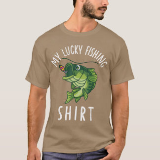 Youth Boy My Lucky Fishing Funny Bass Fish Dad Gif T-Shirt
