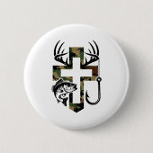 Youth Camo Faith Hunting Fishing Cross Hook Christ Button (Vorderseite)