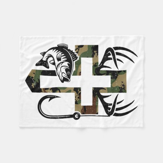 Youth Camo Faith Hunting Fishing Cross Hook Christ Fleecedecke (Vorderseite (Horizontal))