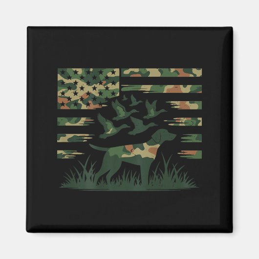 Youth Camo Mallard Duck Hunting Dog Camouflage Ame Magnet (Vorne)